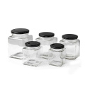 Free sample small 50ml honey square glass jar with jam jars with metal lids